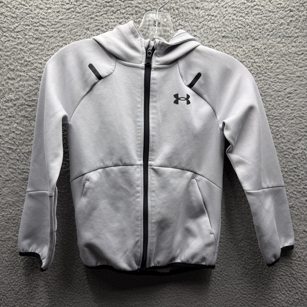 Under Armour Hoodie Boy's Size 7 Gray Full-Zip Tech Hoodie Boy's Size 7